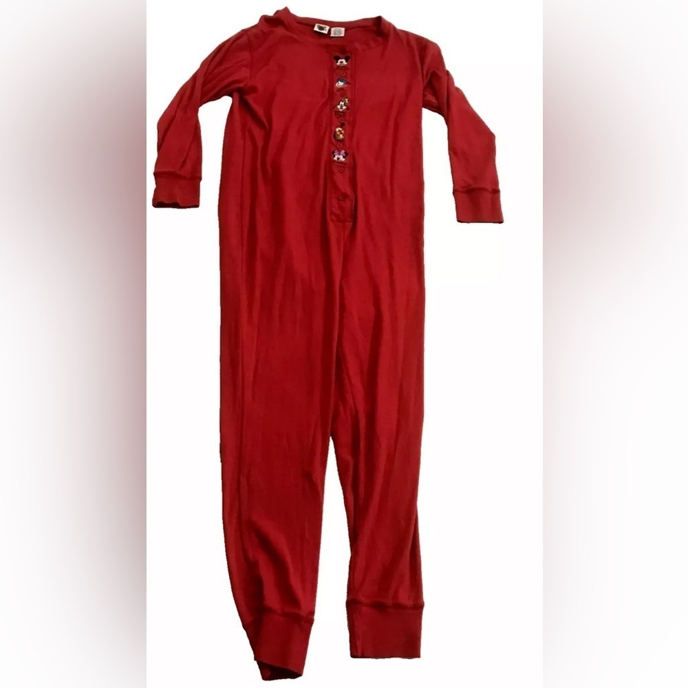 Vtg The Disney Catalog Jumpsuit Pajama Red Butt Flap L/XL Disney Characters